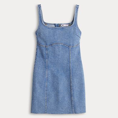 Juniors' SO Denim Paneled Sleeveless Squareneck Mini Dress