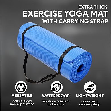 BalanceFrom GoCloud Extra Thick Exercise Yoga Mat with Carrying Strap