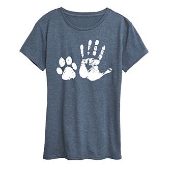 Women's Hand And Paw Print Graphic Tee