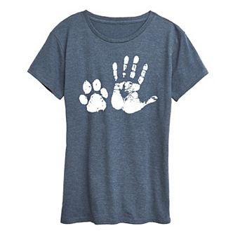 Women's Hand And Paw Print Graphic Tee