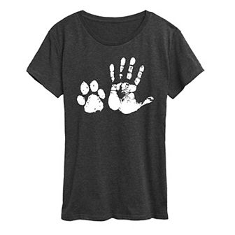 Women's Hand And Paw Print Graphic Tee