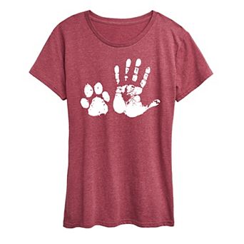 Women's Hand And Paw Print Graphic Tee