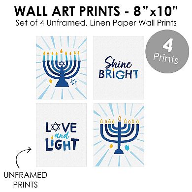 Big Dot of Happiness Hanukkah Menorah Unframed Holiday Paper Wall Art Artisms 8" x 10" 4 Ct