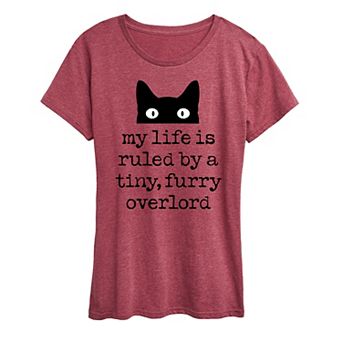 Women's Life Ruled By Tiny Overlord Cat Graphic Tee