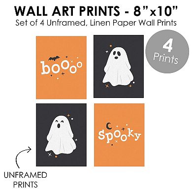Big Dot of Happiness Spooky Ghost Unframed Linen Paper Wall Art - Set of 4 Artisms 8 x 10 in