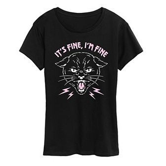 Women's Cat It's Fine I'm Fine Graphic Tee