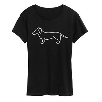 Women's Dachshund Line Drawing Graphic Tee