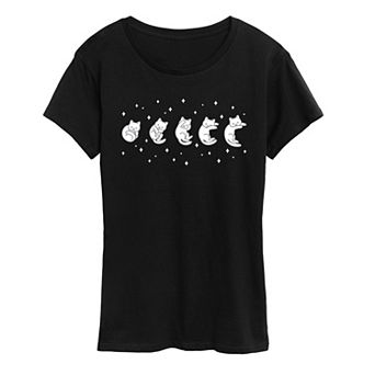 Women's Cat Moon Phases Graphic Tee