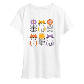 Women's Cat and Flowers Graphic Tee