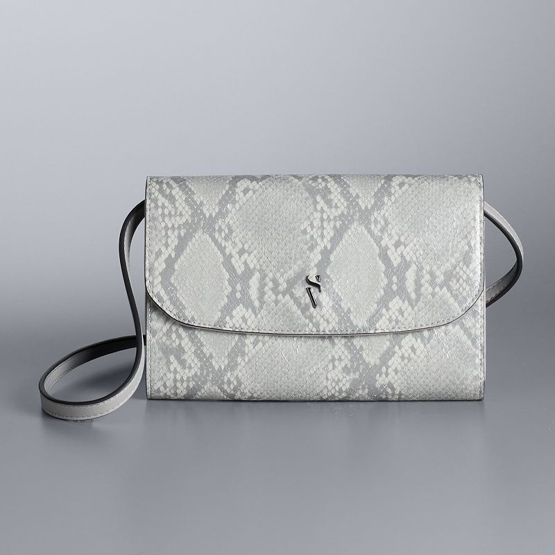 Simply Vera Vera Wang Signature Mini Crossbody Bag, Bleached Grey Python