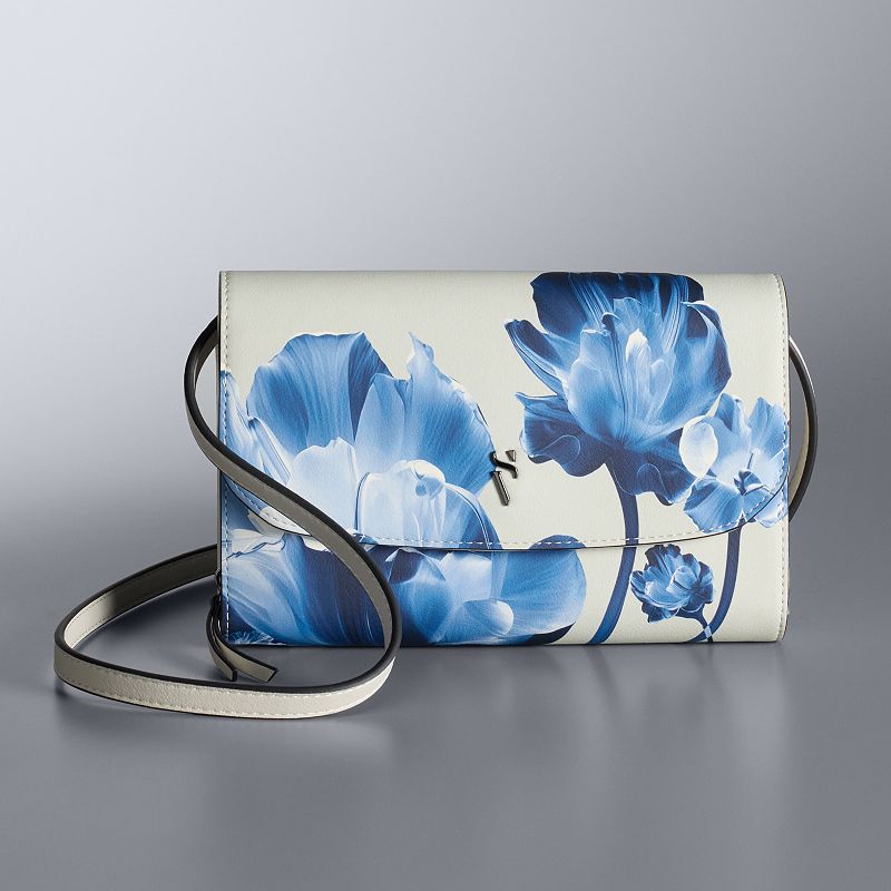 Simply Vera Vera Wang Signature Mini Crossbody Bag, Silver Xray Floral