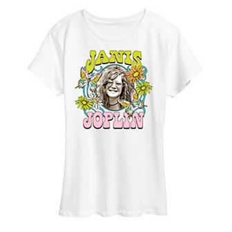 Women's Janis Joplin Butterfly Flowers Graphic Tee