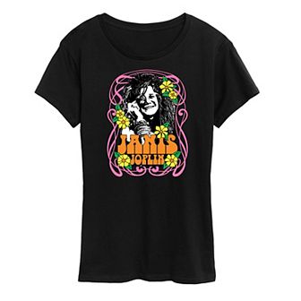 Women's Janis Joplin Flowers Graphic Tee