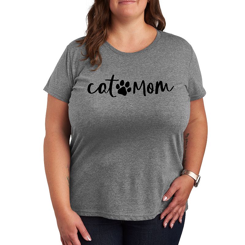 Plus Cat Mom Graphic Tee, Women's,