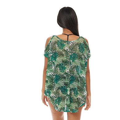 Women's Jordan Taylor Printed Cold Shoulder Tunic Swim Cover-Up