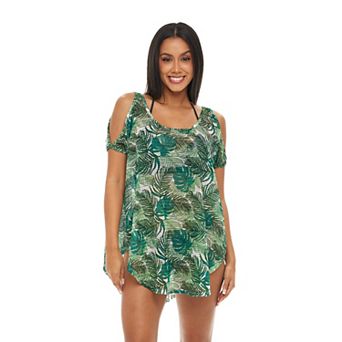 Women's Jordan Taylor Printed Cold Shoulder Tunic Swim Cover-Up