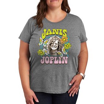 Plus Janis Joplin Butterfly Flowers Graphic Tee