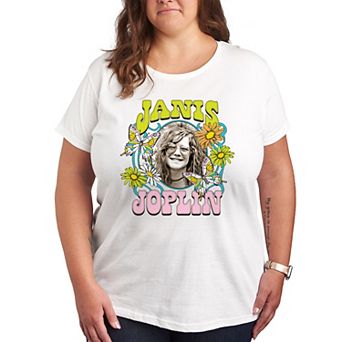 Plus Janis Joplin Butterfly Flowers Graphic Tee