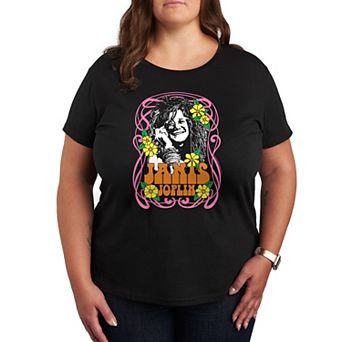 Plus Janis Joplin Flowers Graphic Tee