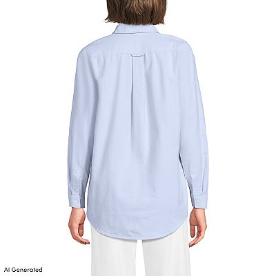lands end womens dress shirts Lands' End School Uniform Women's Long Sleeve Oxford Dress Shirt - White