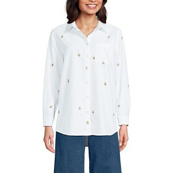 Women's Lands' End Long Sleeve Classic Oxford Dress Shirt