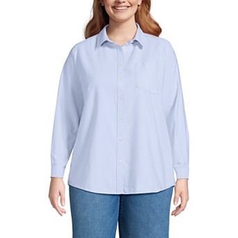 Plus Size Lands' End Long Sleeve Oxford Dress Shirt