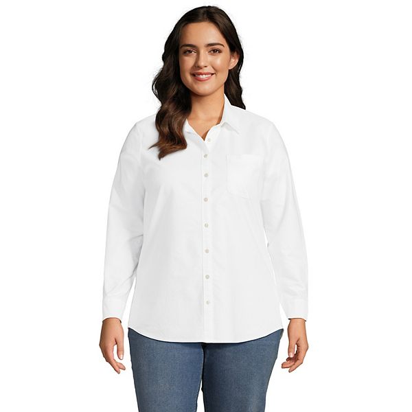 Plus Size Lands' End Long Sleeve Oxford Dress Shirt