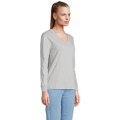 Women's Lands' End Super T Long Sleeve V-neck Top