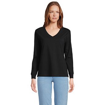 Women's Lands' End Super T Long Sleeve V-neck Top