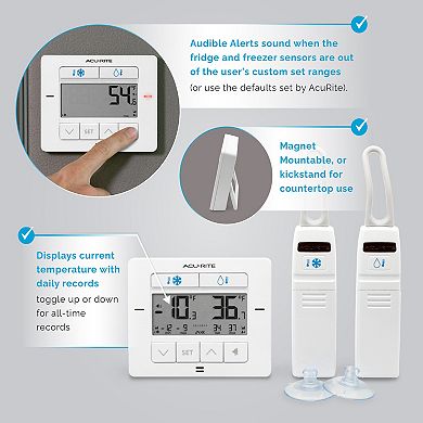 AcuRite Digital Wireless Fridge and Freezer Thermometer (00523M)