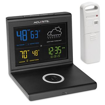 AcuRite Home Weather Station with Qi-Certified Wireless Charging Pad & Alarm Clock (01193M)