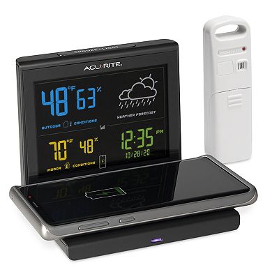 AcuRite Home Weather Station with Qi-Certified Wireless Charging Pad & Alarm Clock (01193M)