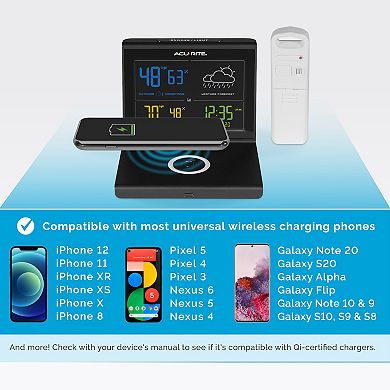 AcuRite Home Weather Station with Qi-Certified Wireless Charging Pad & Alarm Clock (01193M)