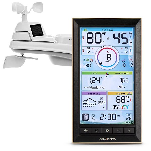 AcuRite Iris&reg; (5-in-1) Weather Station with Vertical Color Display for Indoor/Outdoor Temperature and Humidity, Wind Speed and Direction, and Rainfall with Built-in Barometer (01539MCB)