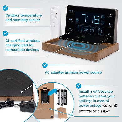 AcuRite Weather Valet Weather Station with Qi-Certified Wireless Charging Pad & Alarm Clock (02047)