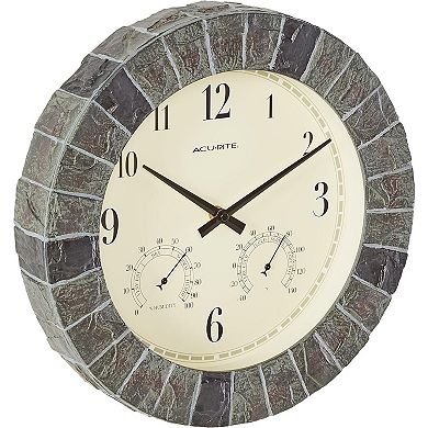 AcuRite 14-in. Faux-Slate Indoor/Outdoor Wall Clock with Thermometer & Hygrometer (02418MC)