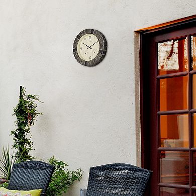 AcuRite 14-in. Faux-Slate Indoor/Outdoor Wall Clock with Thermometer & Hygrometer (02418MC)