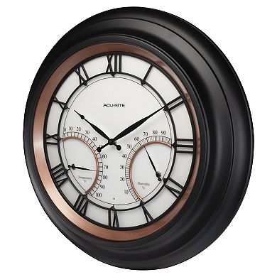 AcuRite 24-in. LED-Illuminated Indoor/Outdoor Wall Clock with Thermometer & Hygrometer (75022M)