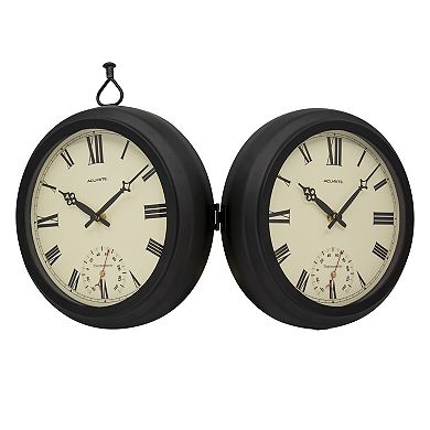 AcuRite 9-in. Indoor/Outdoor Double-Sided Hanging Clock with 360-Degree Spin Functionality (75140M)