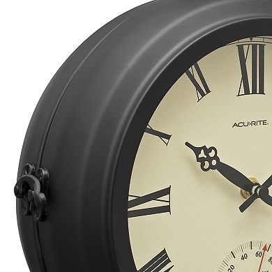 AcuRite 9-in. Indoor/Outdoor Double-Sided Hanging Clock with 360-Degree Spin Functionality (75140M)