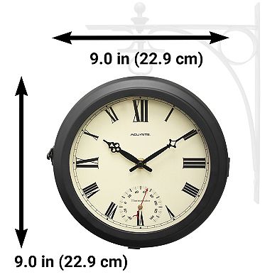 AcuRite 9-in. Indoor/Outdoor Double-Sided Hanging Clock with 360-Degree Spin Functionality (75140M)