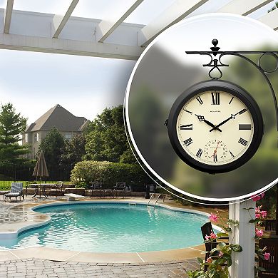 AcuRite 9-in. Indoor/Outdoor Double-Sided Hanging Clock with 360-Degree Spin Functionality (75140M)