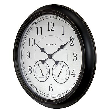 AcuRite 24-in. Weathered Black Indoor/Outdoor Wall Clock with Thermometer & Hygrometer (75473M)