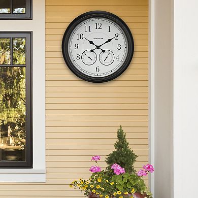AcuRite 24-in. Weathered Black Indoor/Outdoor Wall Clock with Thermometer & Hygrometer (75473M)