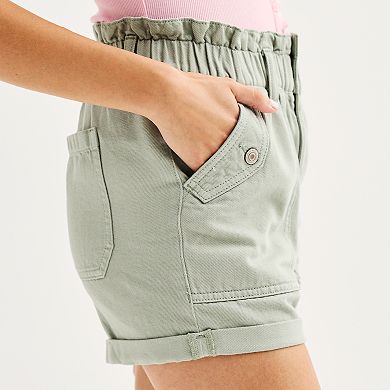 Juniors' SO High-Rise Paperbag Utility Shorts