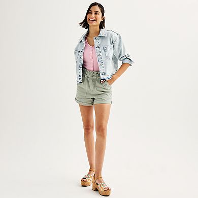 Juniors' SO High-Rise Paperbag Utility Shorts