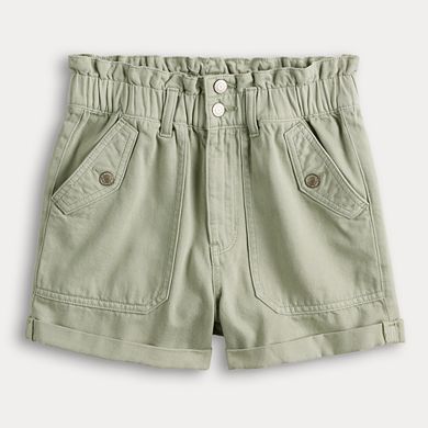 Juniors' SO High-Rise Paperbag Utility Shorts