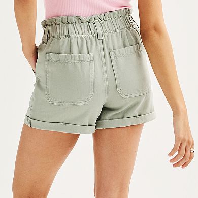 Juniors' SO High-Rise Paperbag Utility Shorts