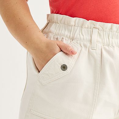 Juniors' Plus Size SO® High-Rise Paperbag Utility Shorts