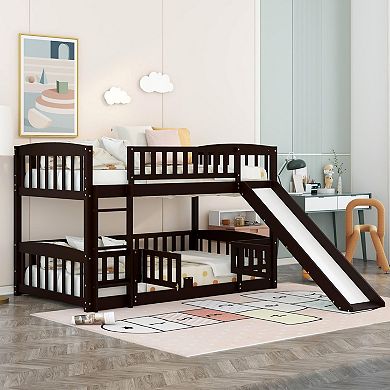 Merax Low Bunk Bed with Slide